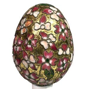 Vintage Handcrafted Cloisonné Egg Intricate Floral Design Decorative Collectible